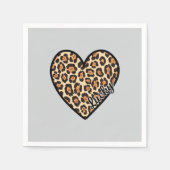 Niedlicher Leopard Herzschlag Valentinstag Serviette (Vorderseite)