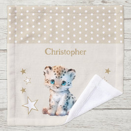 Niedlicher Leopard hinzufügen Namen Polka Punkte S Waschlappen