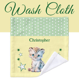 Niedlicher Leopard hinzufügen Namen Polka Punkte S Waschlappen