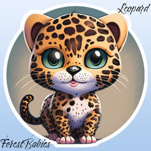 Niedlicher Leopard Kitten Safari Animal Cartoon Gr Aufkleber