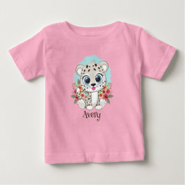Niedlicher Leopard mit Blume Personalisiert Baby T-shirt