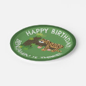 Niedlicher Leopard personalisierter Cartoon Geburt Pappteller (Schrägansicht)