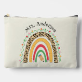 Niedlicher Leopard-Regenbogenlehrer-Tag gibt Ecru  Zubehörtasche (Vorderseite)