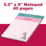Niedlicher Leopardenjunge individuelle Name Notizblock<br><div class="desc">Dieses hübsche 5, 5" x 6" Notizblock eignet sich perfekt für Kinder, die Liebe haben, ihren Stempel aufzudrücken! Mit 40 Seiten verfügt es über ein super niedliches Leopardendesign neben der Phrase "A Note From", bereit mit dem Namen Ihres Kindes personalisiert zu sein. Egal, ob sie Erinnerungen aufreißen, doodlen oder süße...</div>