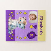 Niedlicher Leopardenname Foto lila Gelbkinder Puzzle (Horizontal)