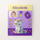 Niedlicher Leopardenname Foto lila Gelbkinder Puzzle (Vertikal)
