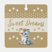 Niedlicher Leopardenname ist "Schlafbraun" Ornament Aus Metall (Rückseite)