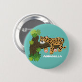 Niedlicher Leopardenschlaf in Cartoon-Abbildung Button (Vorne & Hinten)