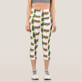 Niedlicher Leopardenschlaf in Cartoon-Abbildung Capri Leggings (Vorderseite)
