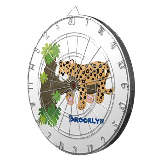 Niedlicher Leopardenschlaf in Cartoon-Abbildung Dartscheibe (Vorderseite rechts)