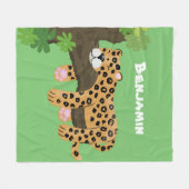 Niedlicher Leopardenschlaf in Cartoon-Abbildung Fleecedecke (Vorderseite (Horizontal))