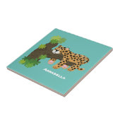 Niedlicher Leopardenschlaf in Cartoon-Abbildung Fliese (Seite)