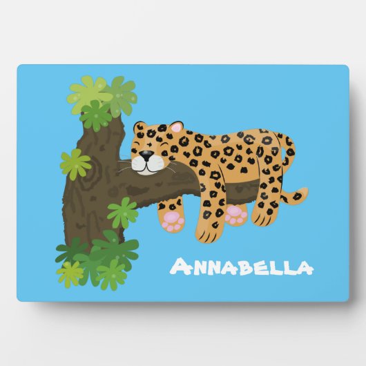 Niedlicher Leopardenschlaf in Cartoon-Abbildung Fotoplatte (Vorderseite)