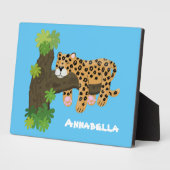 Niedlicher Leopardenschlaf in Cartoon-Abbildung Fotoplatte (Seite)