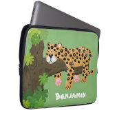 Niedlicher Leopardenschlaf in Cartoon-Abbildung Laptopschutzhülle (Vorne Rechts)