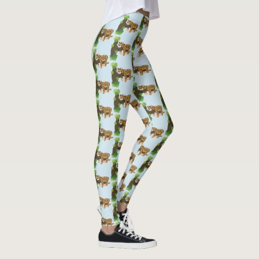 Niedlicher Leopardenschlaf in Cartoon-Abbildung Leggings (Rechts)