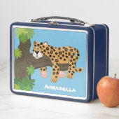 Niedlicher Leopardenschlaf in Cartoon-Abbildung Metall Brotdose (Beispiel)