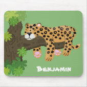 Niedlicher Leopardenschlaf in Cartoon-Abbildung Mousepad (Vorne)
