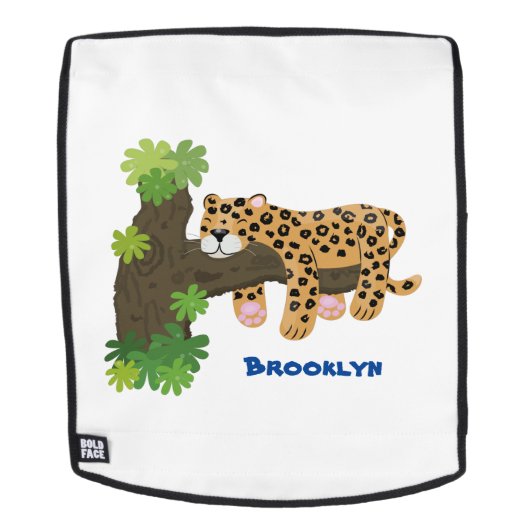 Niedlicher Leopardenschlaf in Cartoon-Abbildung Rucksack (Abnehmbare Front)