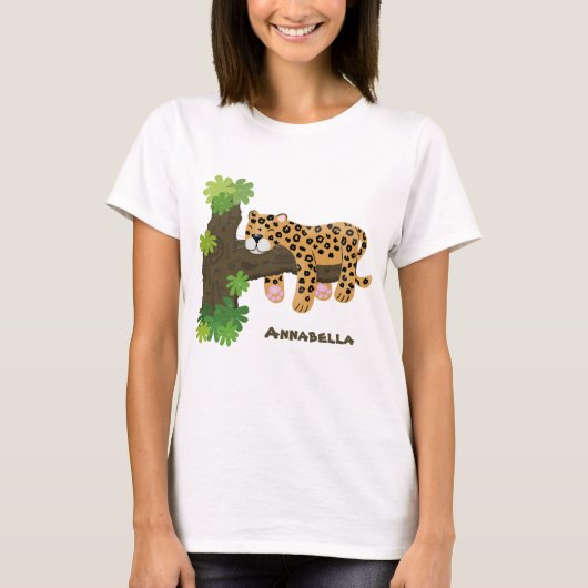 Niedlicher Leopardenschlaf in Cartoon-Abbildung T-Shirt (Vorderseite)