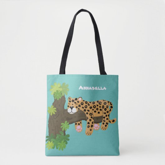 Niedlicher Leopardenschlaf in Cartoon-Abbildung Tasche (Vorderseite)
