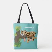 Niedlicher Leopardenschlaf in Cartoon-Abbildung Tasche (Rückseite)