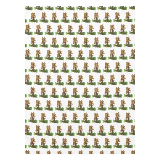 Niedlicher Leopardenschlaf in Cartoon-Abbildung Tischdecke (Vorderseite)