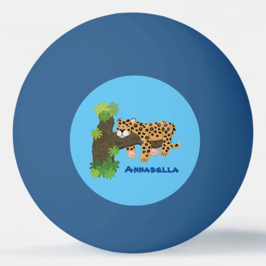 Niedlicher Leopardenschlaf in Cartoon-Abbildung Tischtennisball (Vorderseite)
