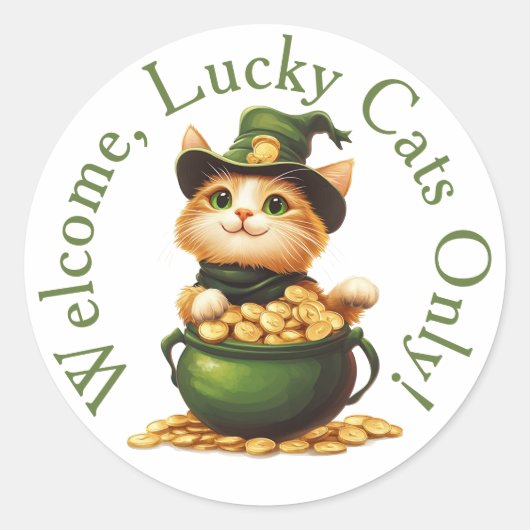 Niedlicher Leprechaun Cat Sticker für St. Patrick' (Vorderseite)