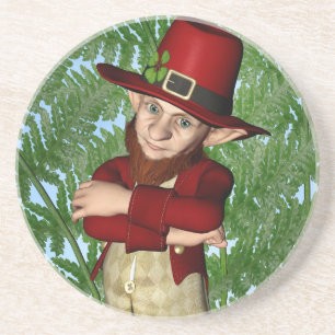 Niedlicher Leprechaun-Shamrock-Irische-Folklore-Ku Getränkeuntersetzer