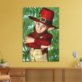 Niedlicher Leprechaun-Shamrock-Irische-Folklore-Ku Leinwanddruck (Insitu (Wohnzimmer))
