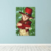 Niedlicher Leprechaun-Shamrock-Irische-Folklore-Ku Leinwanddruck (Insitu (Holzboden))