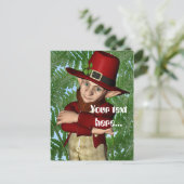 Niedlicher Leprechaun-Shamrock-Irische-Folklore-Ku Postkarte (Stehend Vorderseite)