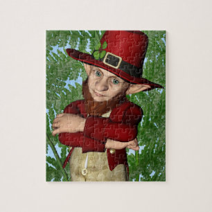 Niedlicher Leprechaun Shamrock Irische Folklore Ku Puzzle