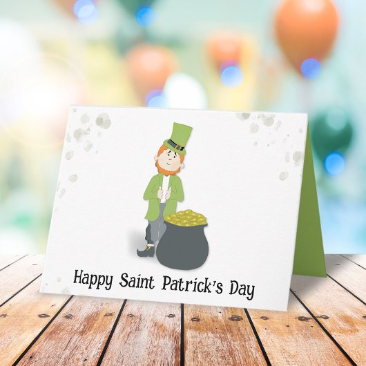 Niedlicher Leprechaun St. Patrick's Day Green Karte