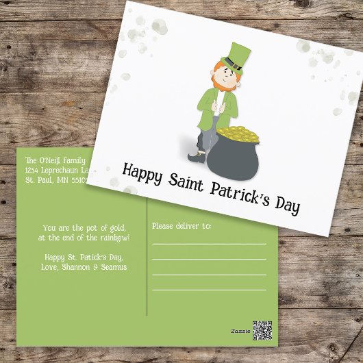 Niedlicher Leprechaun St. Patrick's Day Green Postkarte