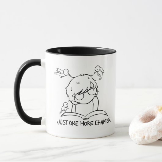 Niedlicher Leser mit Birds Zwei-Töne-Tasse Tasse (Mit Donut)