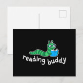 Niedlicher Lesewurm mit Buch Postkarte (Vorne/Hinten)
