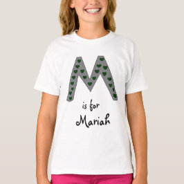 Niedlicher Letter M Design Personalisiert Girls Na T-Shirt