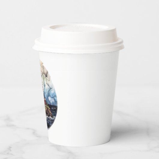 niedlicher Leuchtturm am Strand Liebhaber von Part Pappbecher (Links)