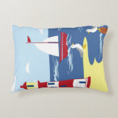 Niedlicher Leuchtturm und KüstenIllustration Dekokissen (Vorderseite)