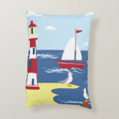 Niedlicher Leuchtturm und KüstenIllustration Dekokissen (Rückseite(Vertikal))