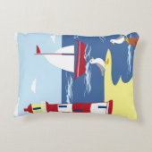 Niedlicher Leuchtturm und KüstenIllustration Dekokissen (Rückseite)