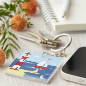 Niedlicher Leuchtturm und Küstenkunst Schlüsselanhänger (Vorderseite rechts)