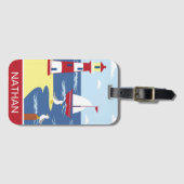 Niedlicher Leuchtturm und Küstenlinie Personalisie Gepäckanhänger (Vorderseite (Horizontal))