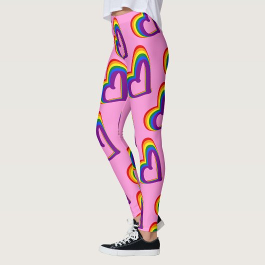 Niedlicher LGBT Regenbogen-Flaggen-Herz-Muster-Gay Leggings (Links)