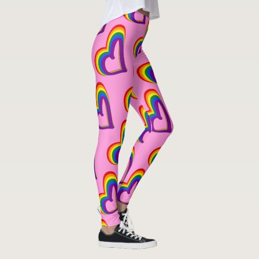 Niedlicher LGBT Regenbogen-Flaggen-Herz-Muster-Gay Leggings (Rechts)