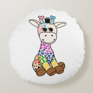 Niedlicher LGBTQ+-Regenbogen-Giraffe Quasar-Fortsc Rundes Kissen