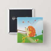 Niedlicher Liebe-Igel mit Schmetterlings-sonnigem Button (Vorne & Hinten)