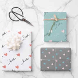 Niedlicher Liebe und Skript-Valentinstag Geschenkpapier Set